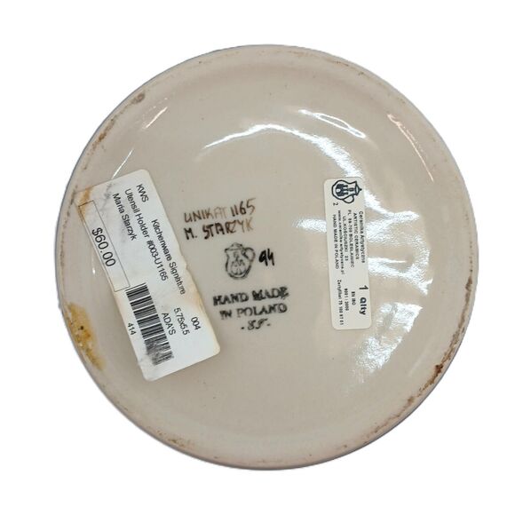 Unikat M. Starzyk Ceramic Utensil Holder w/ Swirl Blue/Wave & Floral Pattern - Picture 8 of 12